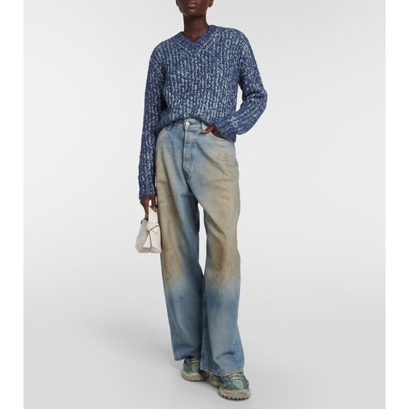 ACNE STUDIOS BUBBA CN255 BUBBLE KNIT BLUE GREEN LACE UP SNEAKER TENNIS SHOE - Picture 3 of 16